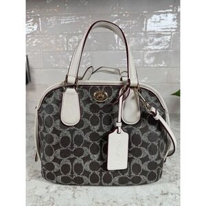 Coach Prince Street Satchel Handbag, 35159, Saddle Chalk W/ Red Highlights